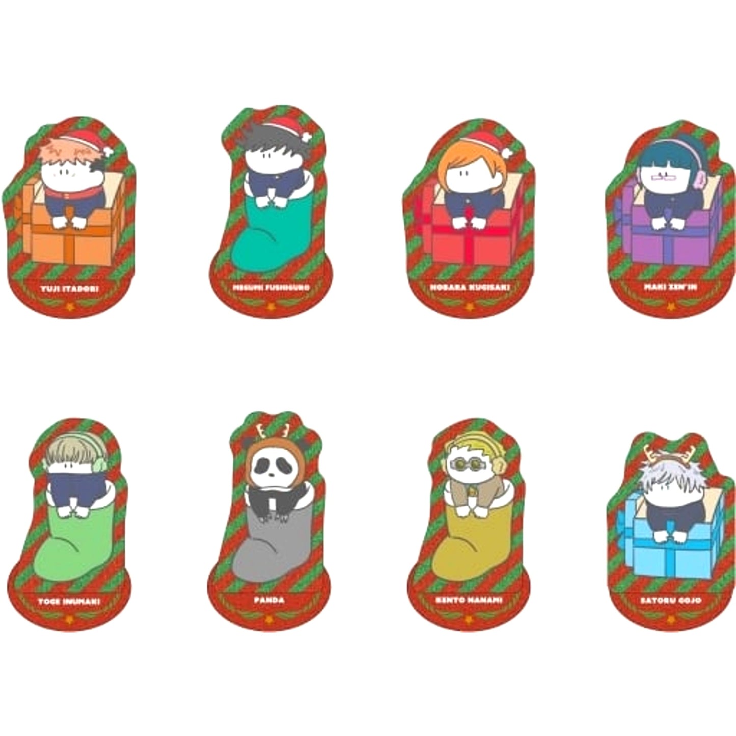 Set of 8 Jujutsu Kaisen Trading Metallic Mini Acrylic Stand - Christmas [USED]