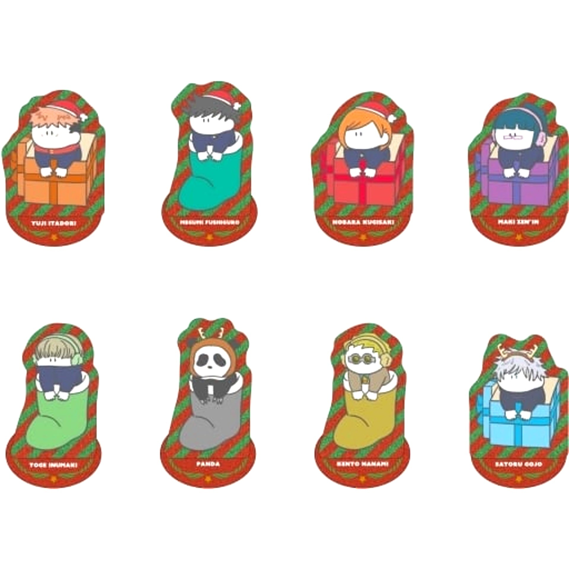Set of 8 Jujutsu Kaisen Trading Metallic Mini Acrylic Stand - Christmas [USED]