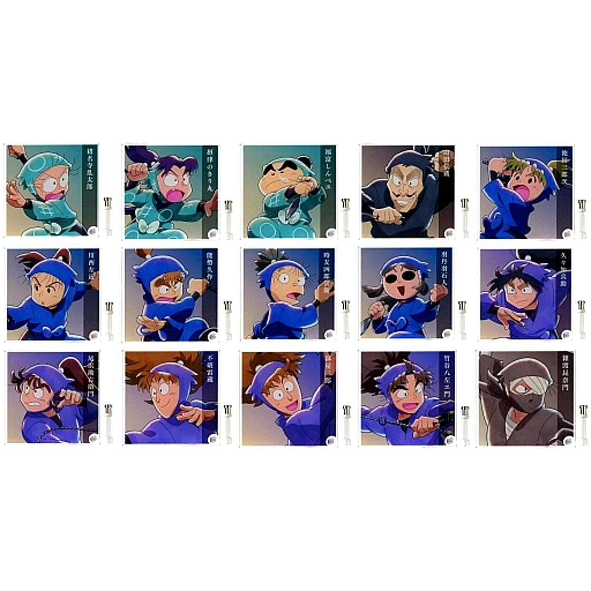 Set of 15 Nintama Rantaro Broadcast 30th Anniversary Animate Fair Illustration Training Together Ver. Trading Acrylic Stand Panel [USED]