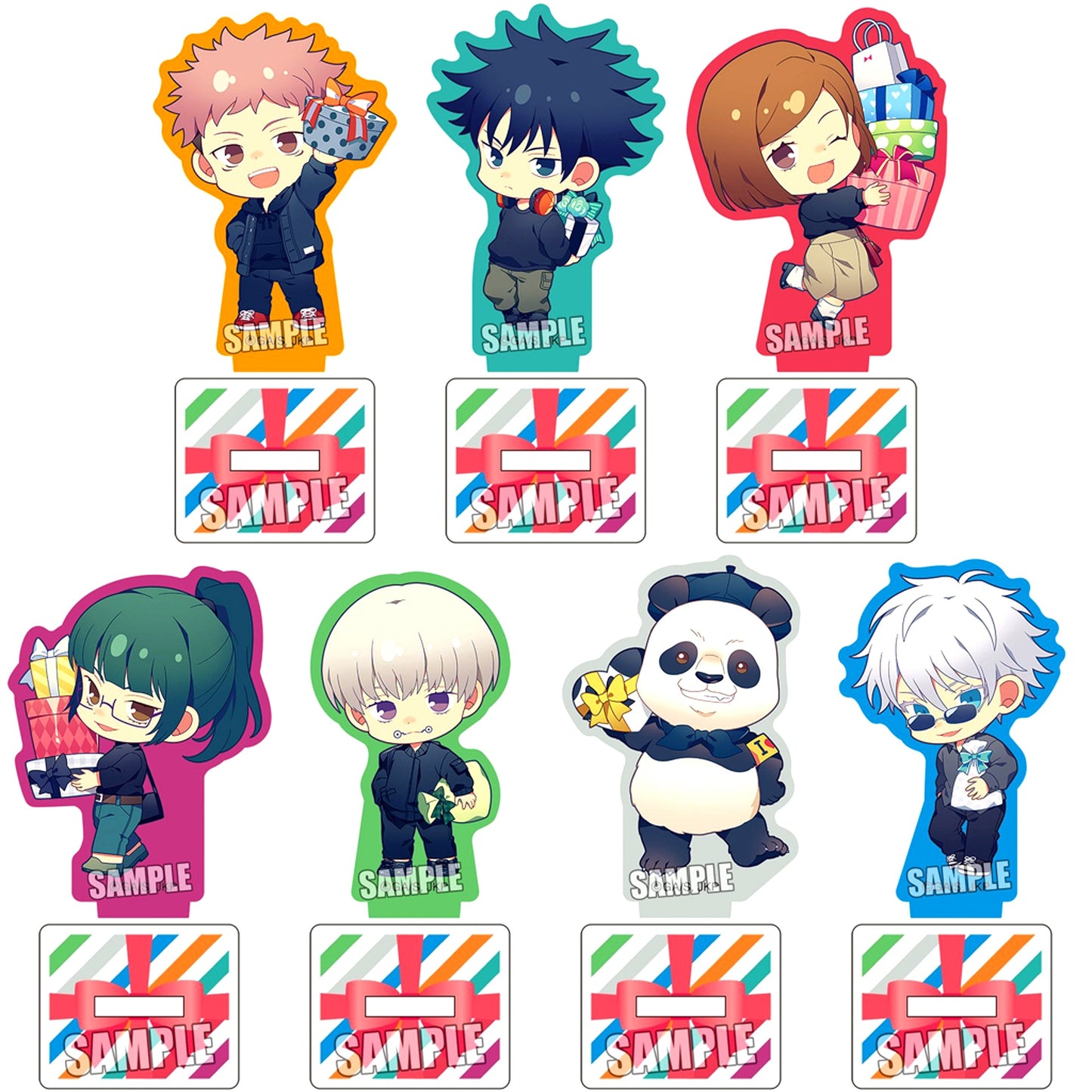 Set of 7 Jujutsu Kaisen - Marui POP UP SHOP - Trading Mini Acrylic Stand Present Ver. [USED]