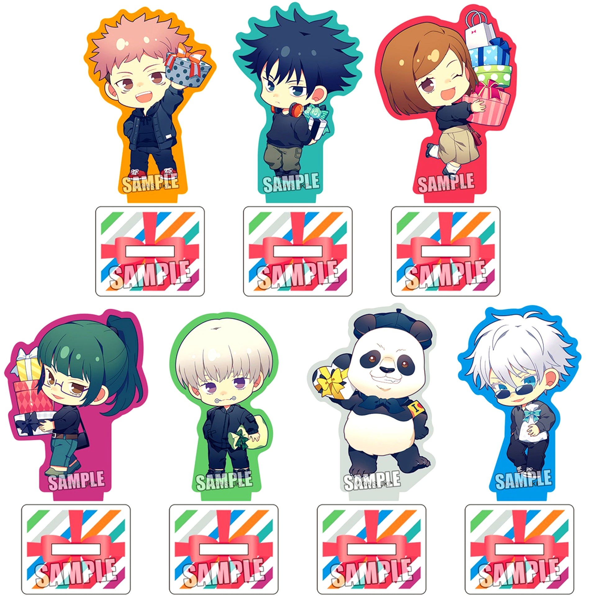 Set of 7 Jujutsu Kaisen - Marui POP UP SHOP - Trading Mini Acrylic Stand Present Ver. [USED]