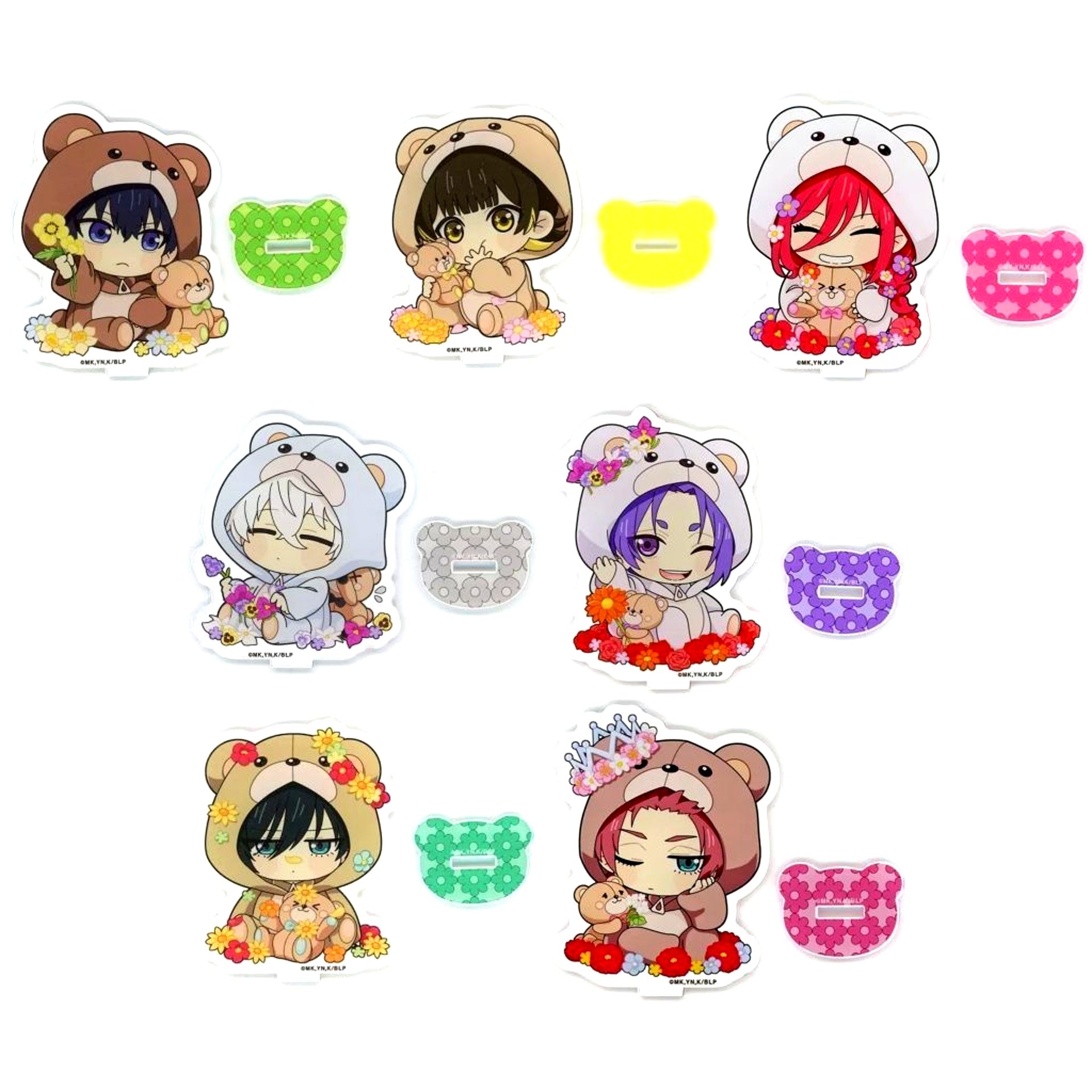 Set of 7 Blue Lock x CHARACHA in FavoteriA Flower Bear Ver. Trading Acrylic Stand [USED]