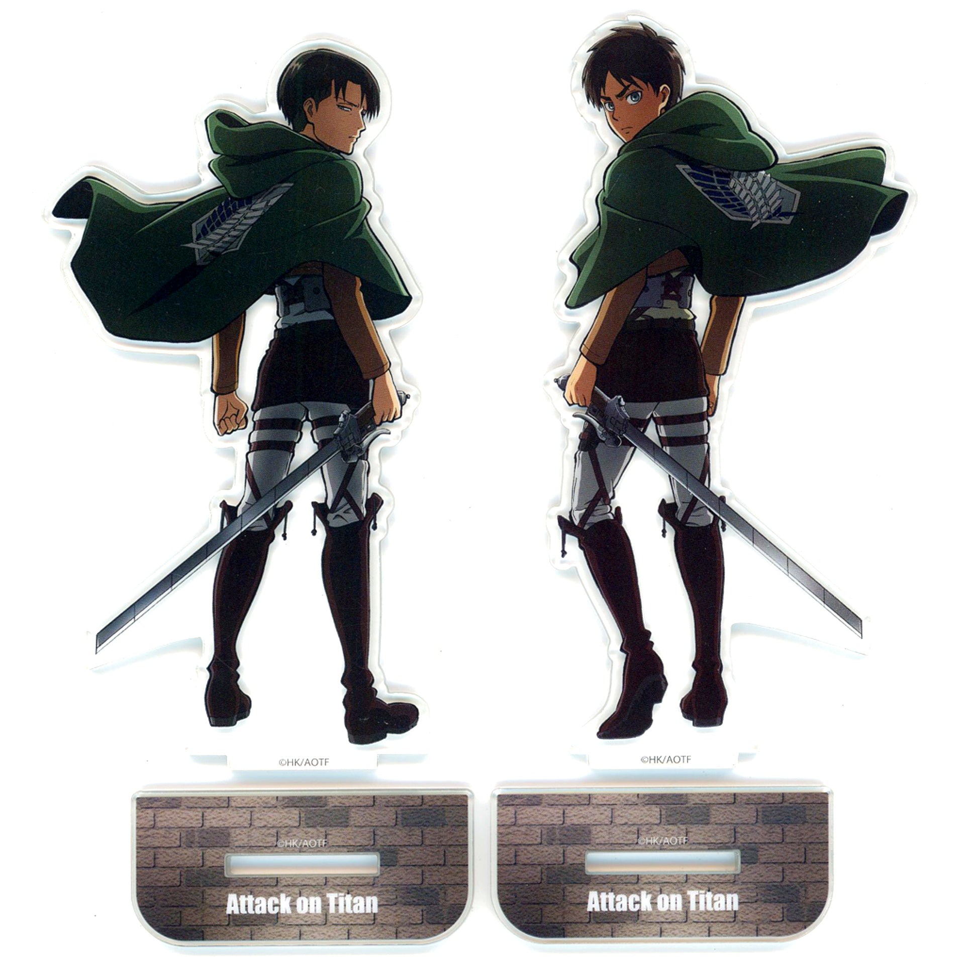 Set of 2 Eren Yeager and Levi Ackerman Attack on Titan Village Vanguard Limited Acrylic Stand [USED]