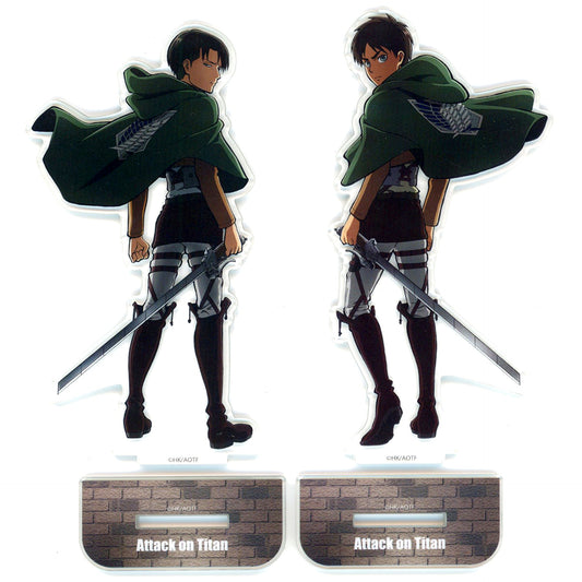 Set of 2 Eren Yeager and Levi Ackerman Attack on Titan Village Vanguard Limited Acrylic Stand [USED]