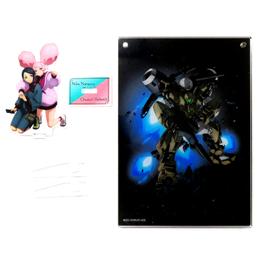 Nika & Chuatury & Demi Trainer Chuchu Custom Mobile Suit Gundam The Witch from Mercury Chara Pop Store Layered Acrylic Illustration Board + Acrylic Stand Set [USED]