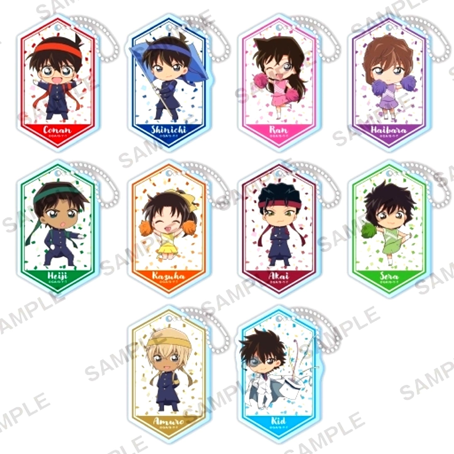 Set of 10 Detective Conan Niitengo Acrylic Keychain Cheer Squad Ver. [USED]
