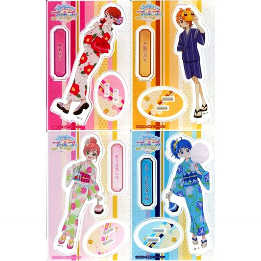 Set of 4 Hirogaru Sky! PreCure Mini Acrylic Stand TV Asahi Limited Yukata Design [USED]
