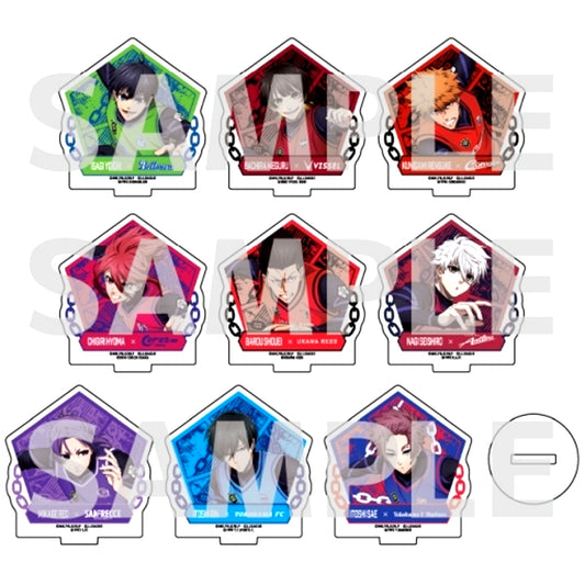 Set of 9 01. Bibs Design Ver. Box 1 Illustration Petit Acrylic Stand Blue Lock x J.League [USED]