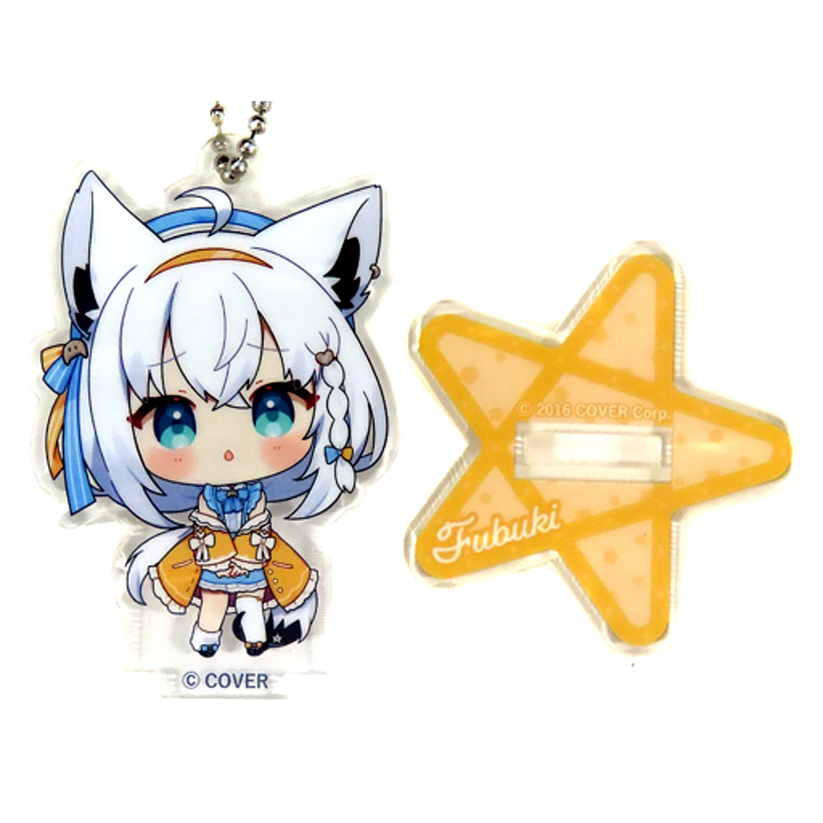 Shirakami Fubuki Yellow Outfit Virtual YouTuber Holo Live TOWER RECORDS CAFE Fubuki Cafe Trading Acrylic Stand Chibi Ver. [USED]