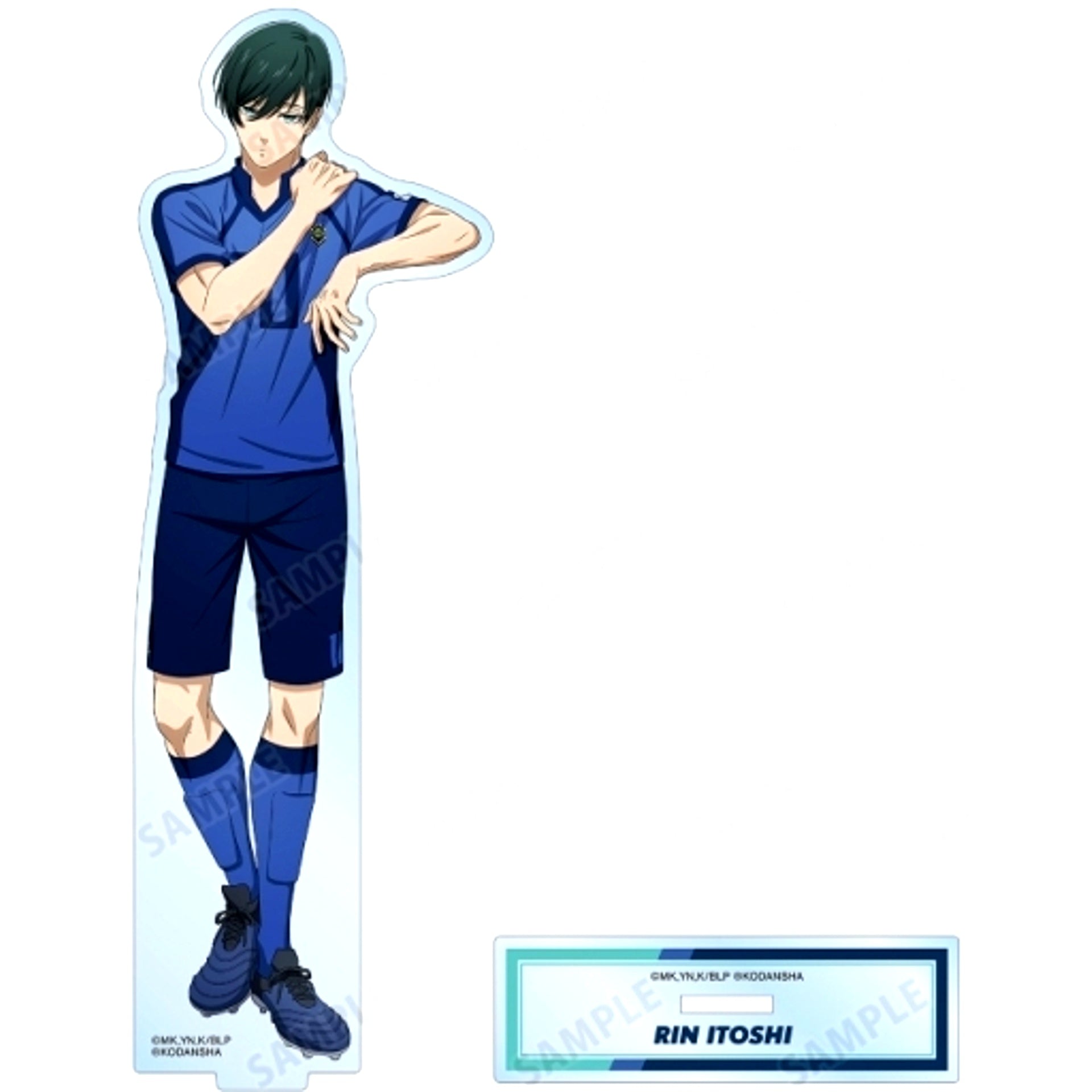 Rin Itoshi Pre-Match Prep Ver. Illustration BIG Acrylic Stand Blue Lock [USED]