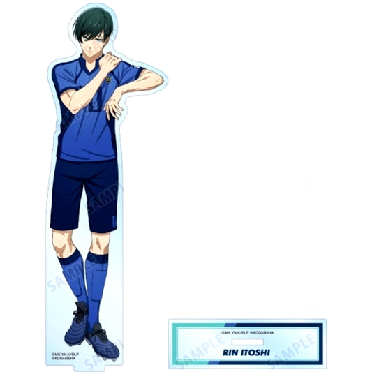 Rin Itoshi Pre-Match Prep Ver. Illustration BIG Acrylic Stand Blue Lock [USED]