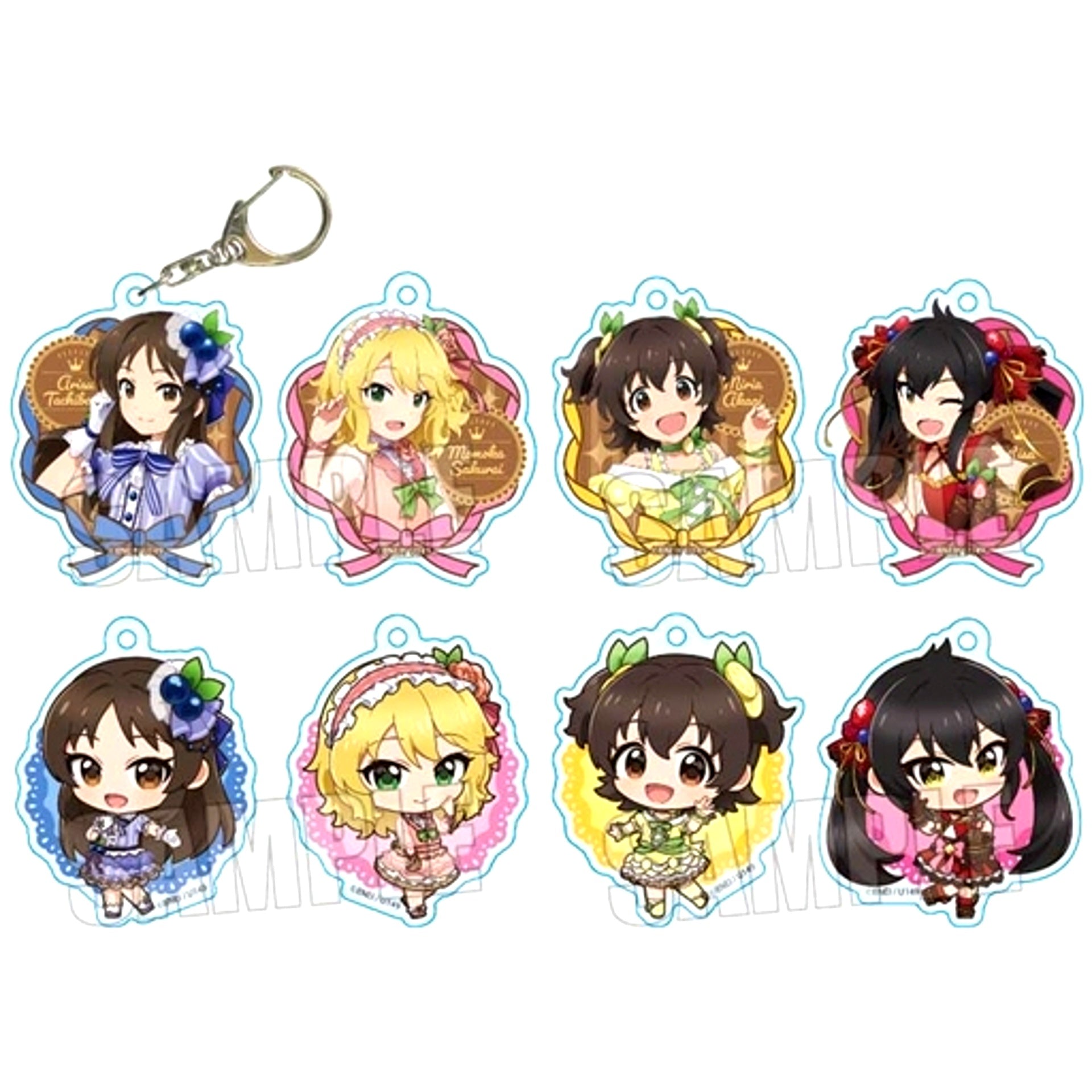 Set of 8 THE IDOLM@STER CINDERELLA GIRLS U149 Trading Acrylic Keychain SWEETS Dress ver. [USED]