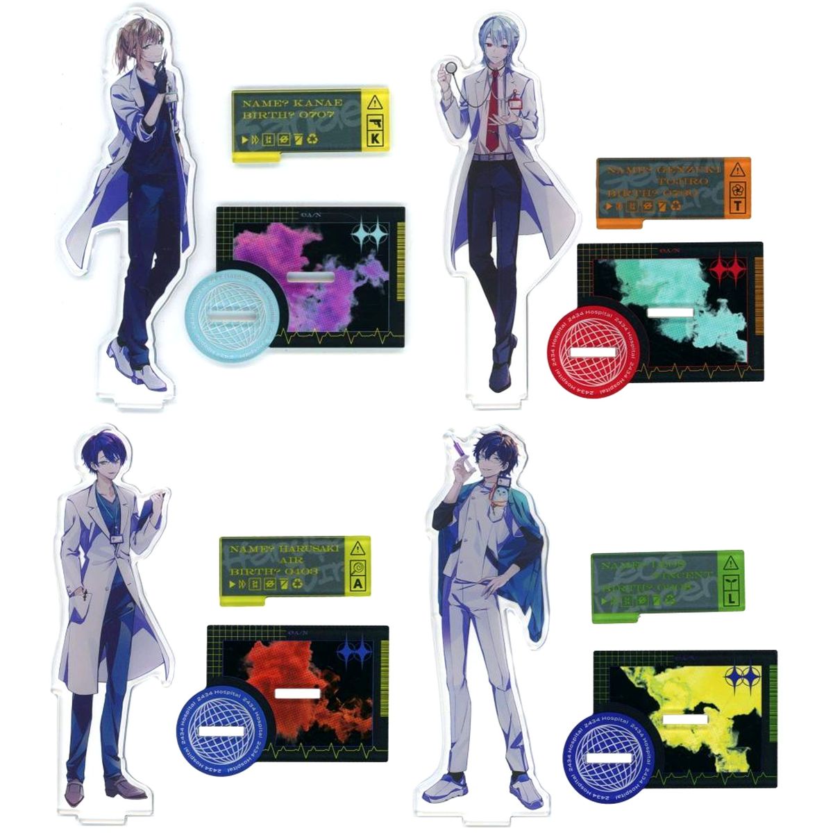 Set of 4 Acrylic Stand DMM Scratch! Virtual YouTuber Nijisanji 11th Wave D Prize [USED]