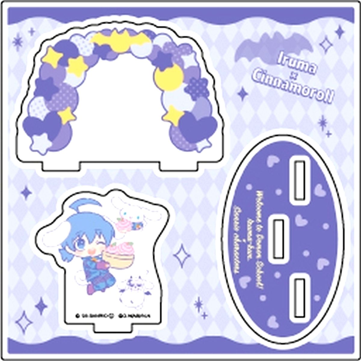 01 Suzuki Iruma x Cinnamoroll Illustration Mini Chibi Acrylic Figure Plate Welcome to Demon School! Iruma-kun x Sanrio [USED]