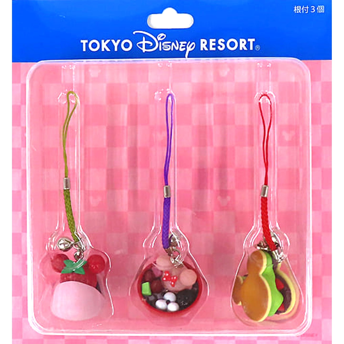 Disney Japanese Sweets Motif Netsuke Tokyo Disney Resort Limited Set of 3 Keychains [USED]