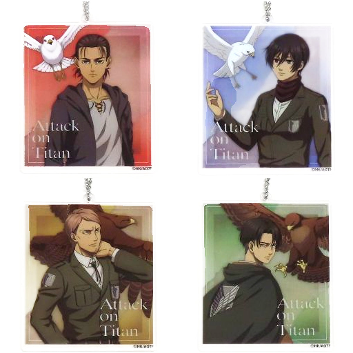 Mikasa Ackerman & Others Attack on Titan All 4 Types Set Waku Doki Kuji Fly to Next Hope Ver. Acrylic Keychain Prize I [USED]