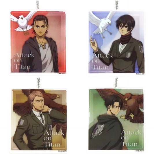 Mikasa Ackerman & Others Attack on Titan All 4 Types Set Waku Doki Kuji Fly to Next Hope Ver. Acrylic Keychain Prize I [USED]