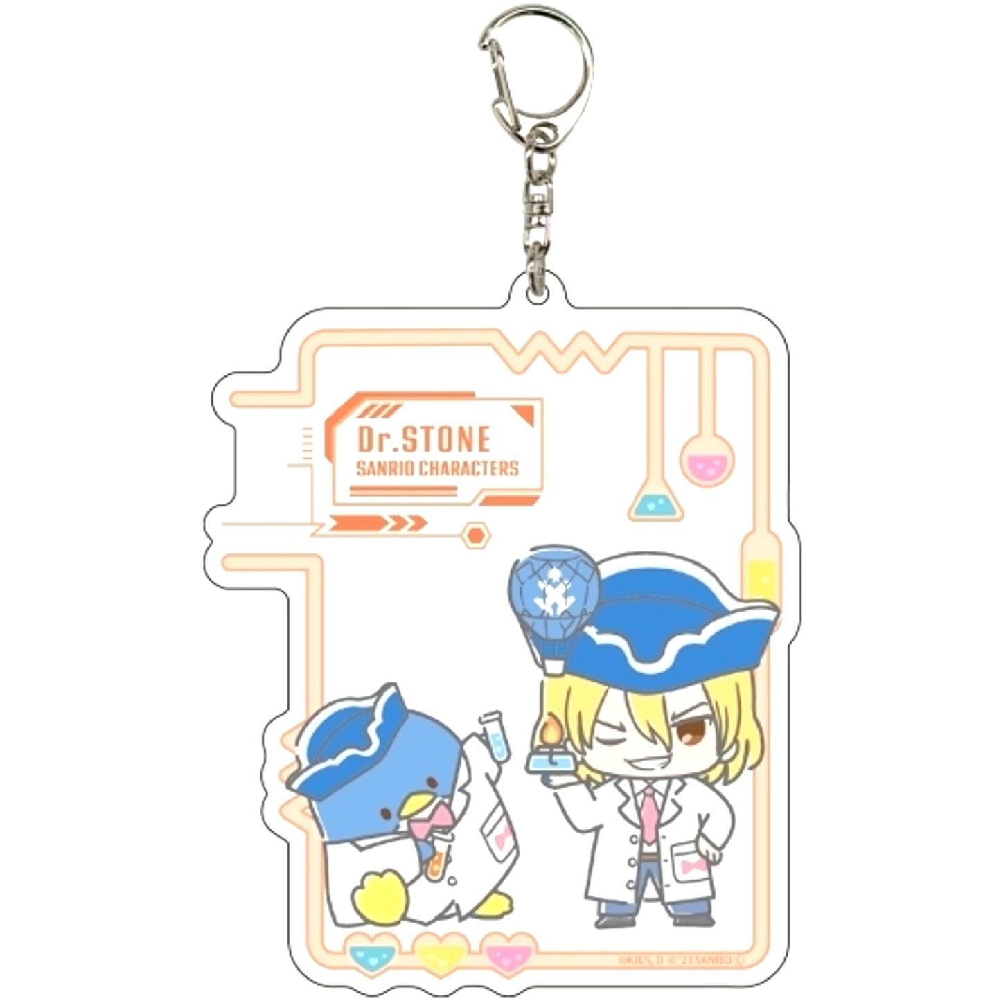 Ryusui Nanami x Tuxedosam 04. Mini Character Illustration Dr. Stone x Sanrio Characters Big Acrylic Keychain [USED]