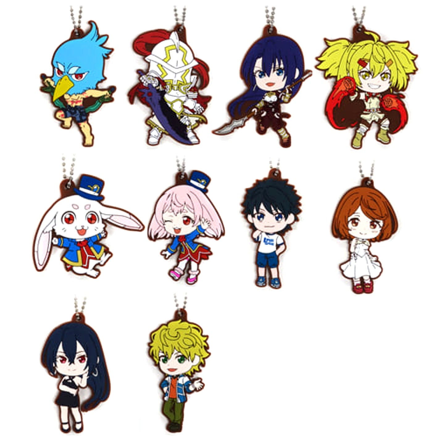 Shangri-La Frontier Sunraku & Others All 10 Types Set Ichiban Kuji Rubber Keychain Kyun Chara Illustrations Prize I Keychains [USED]