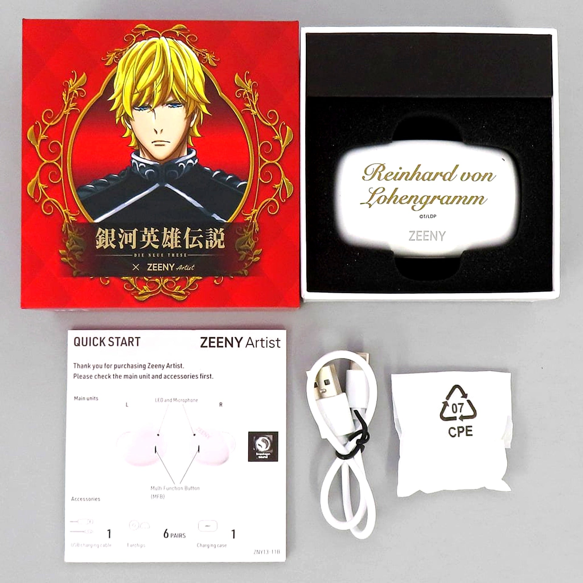 Reinhard von Lohengramm Legend of the Galactic Heroes Die Neue These x Zeeny Wireless Earphones [USED]