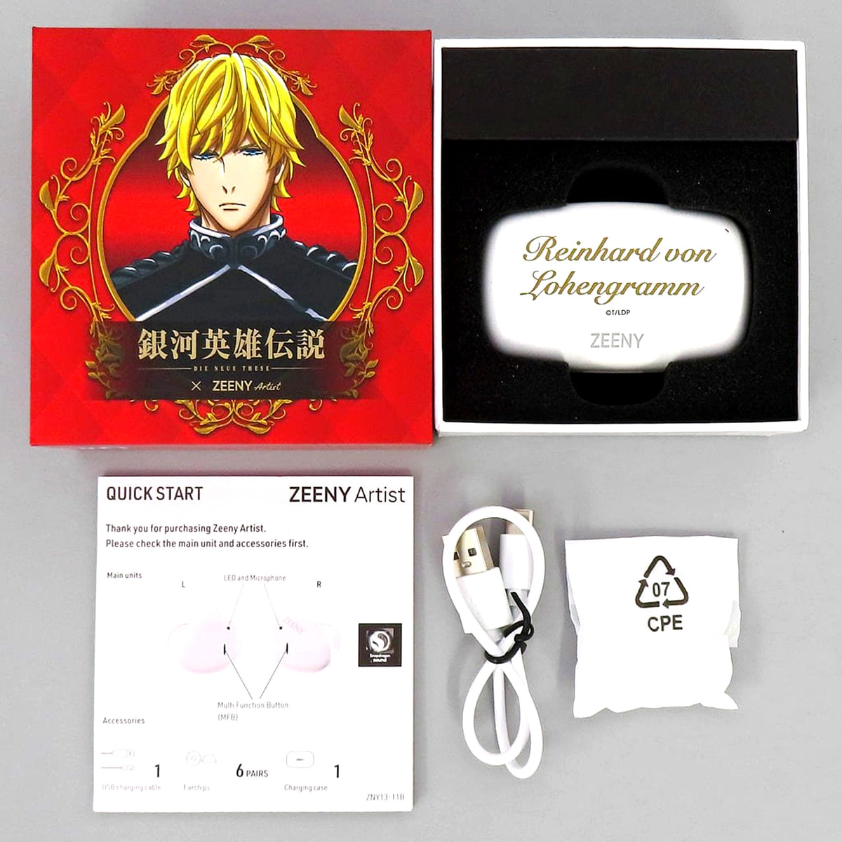 Reinhard von Lohengramm Legend of the Galactic Heroes Die Neue These x Zeeny Wireless Earphones [USED]