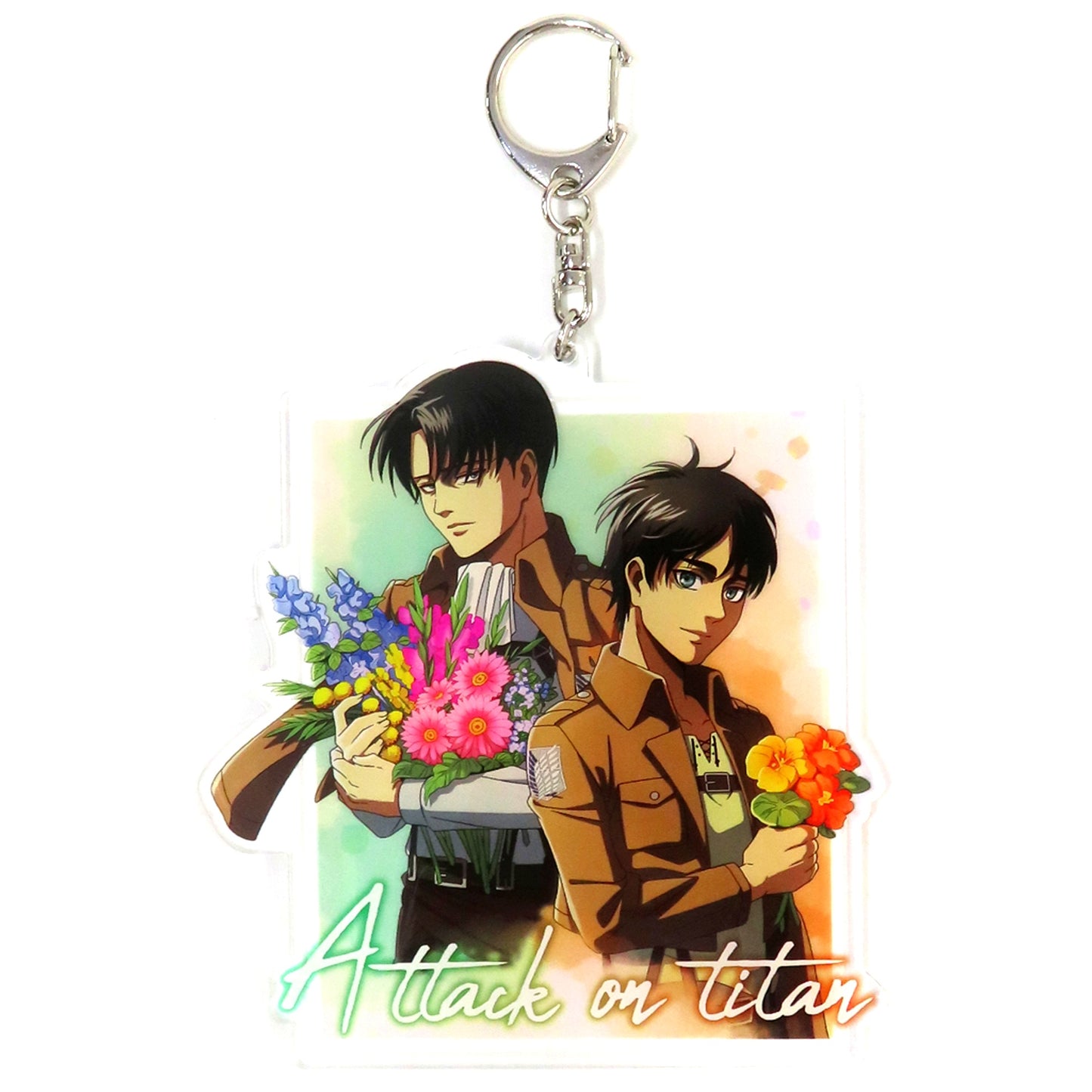Eren Yeager Levi Ackerman Adult Attack on Titan BIG Acrylic Keychain Past and Future Ver. Animate Ltd [USED]