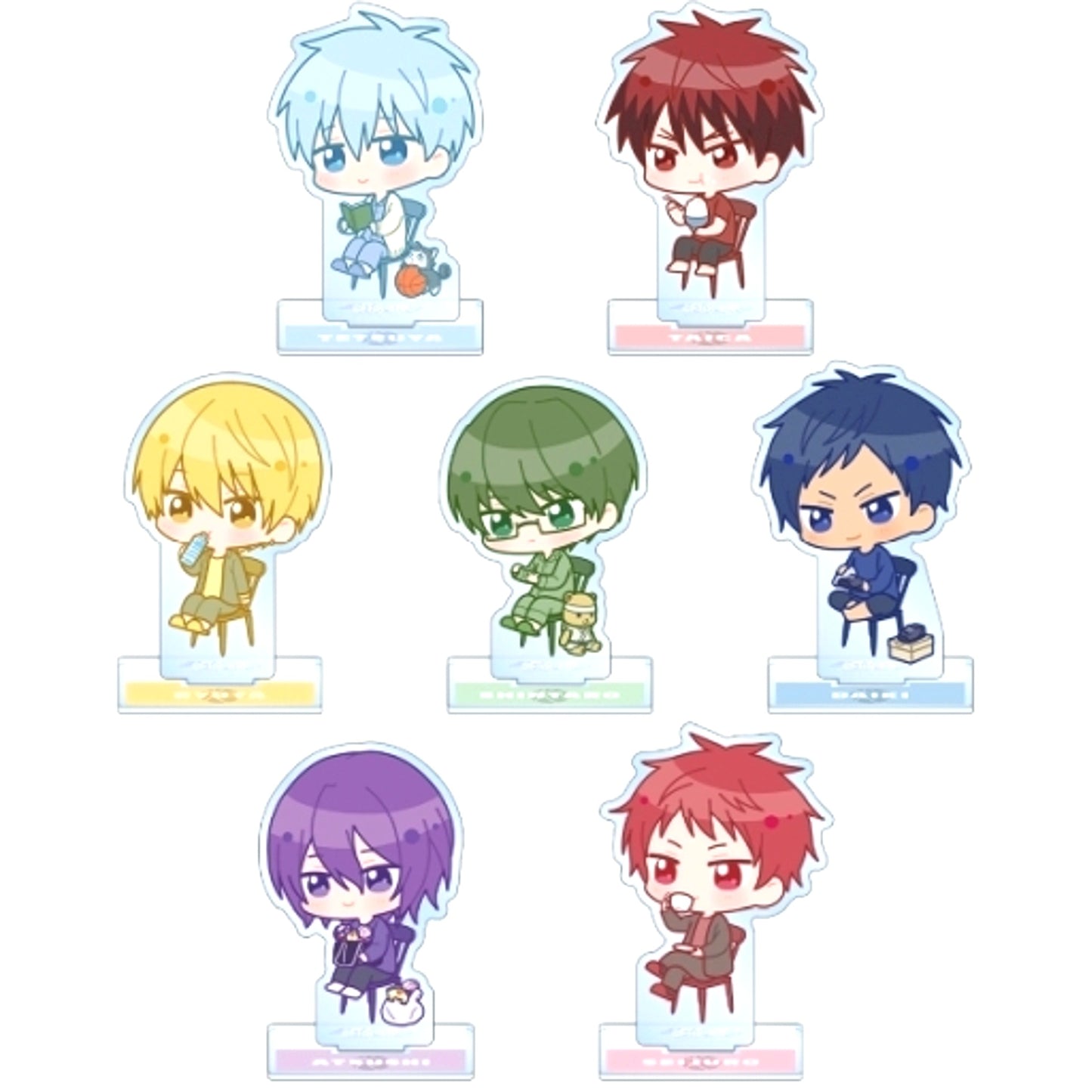 Set of 7 Kuroko's Basketball Trading Chibi Character Morning Moment Ver. Acrylic Stand [USED]
