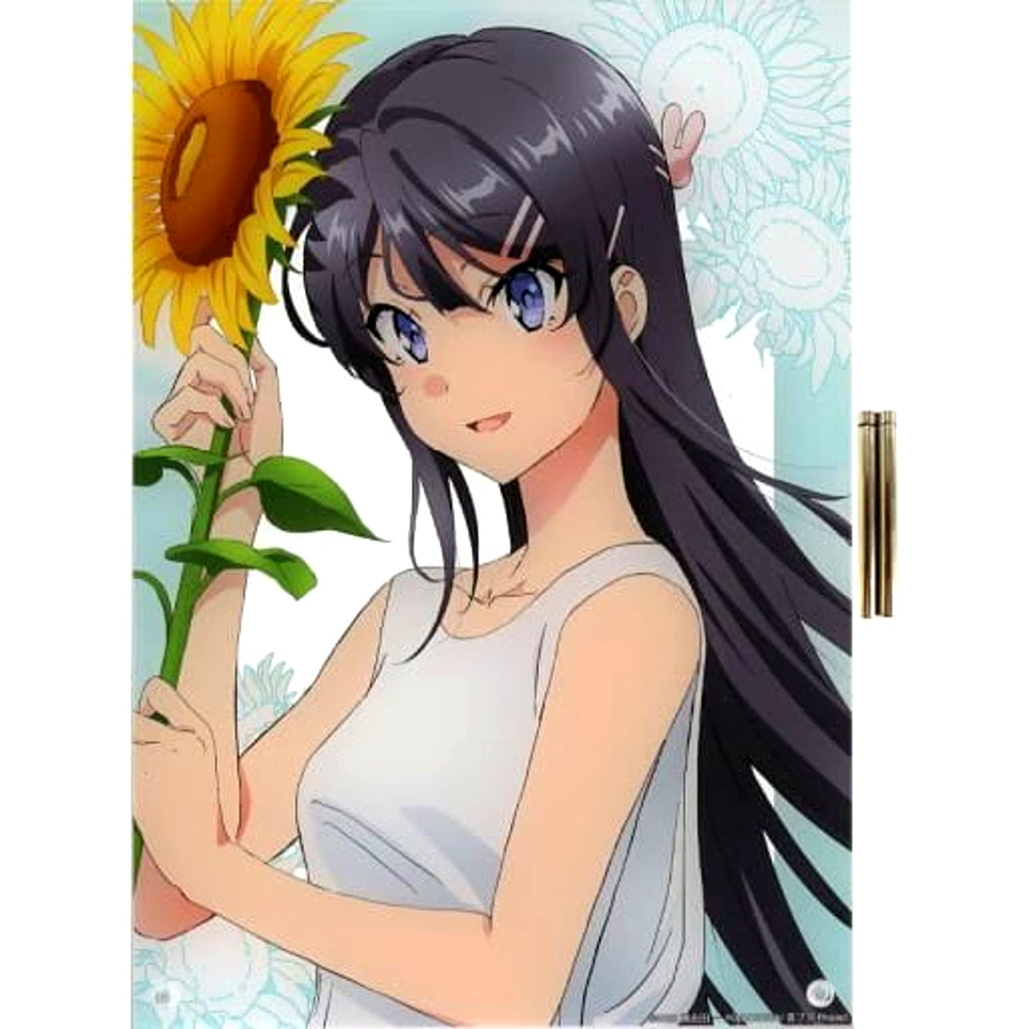 Mai Sakurajima Rascal Does Not Dream of Bunny Girl Senpai A4 Acrylic Panel Sunflowers and White One-Piece Dress Ver. Prize-Included One-Shot Button Badge Collection Winning Prize [USED]