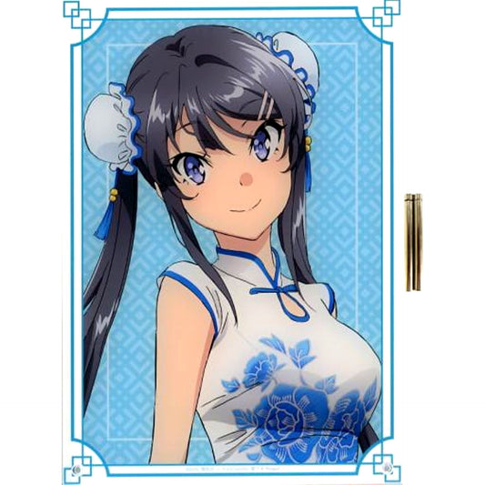 Mai Sakurajima China Dress Ver. Atari Prize Rascal Does Not Dream of Bunny Girl Senpai Mai and Shoko Atari-tsuki Ichigeki Button Collection Illustration A4 Acrylic Panel [USED]