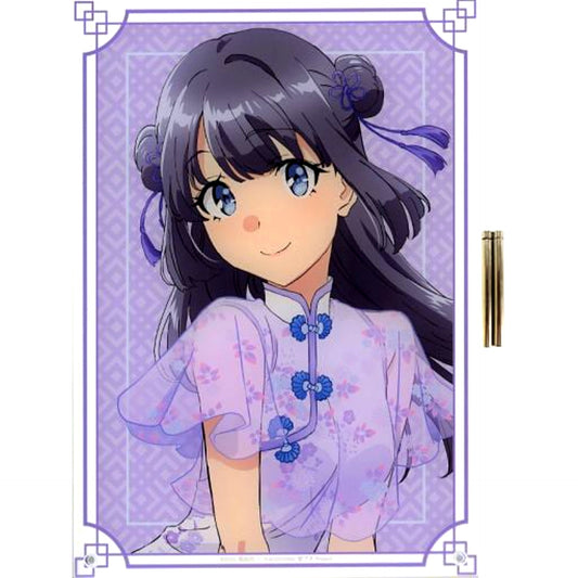 Shoko Makinohara China Dress Ver. Atari Prize Rascal Does Not Dream of Bunny Girl Senpai Mai and Shoko Atari-tsuki Ichigeki Button Collection Illustration A4 Acrylic Panel [USED]