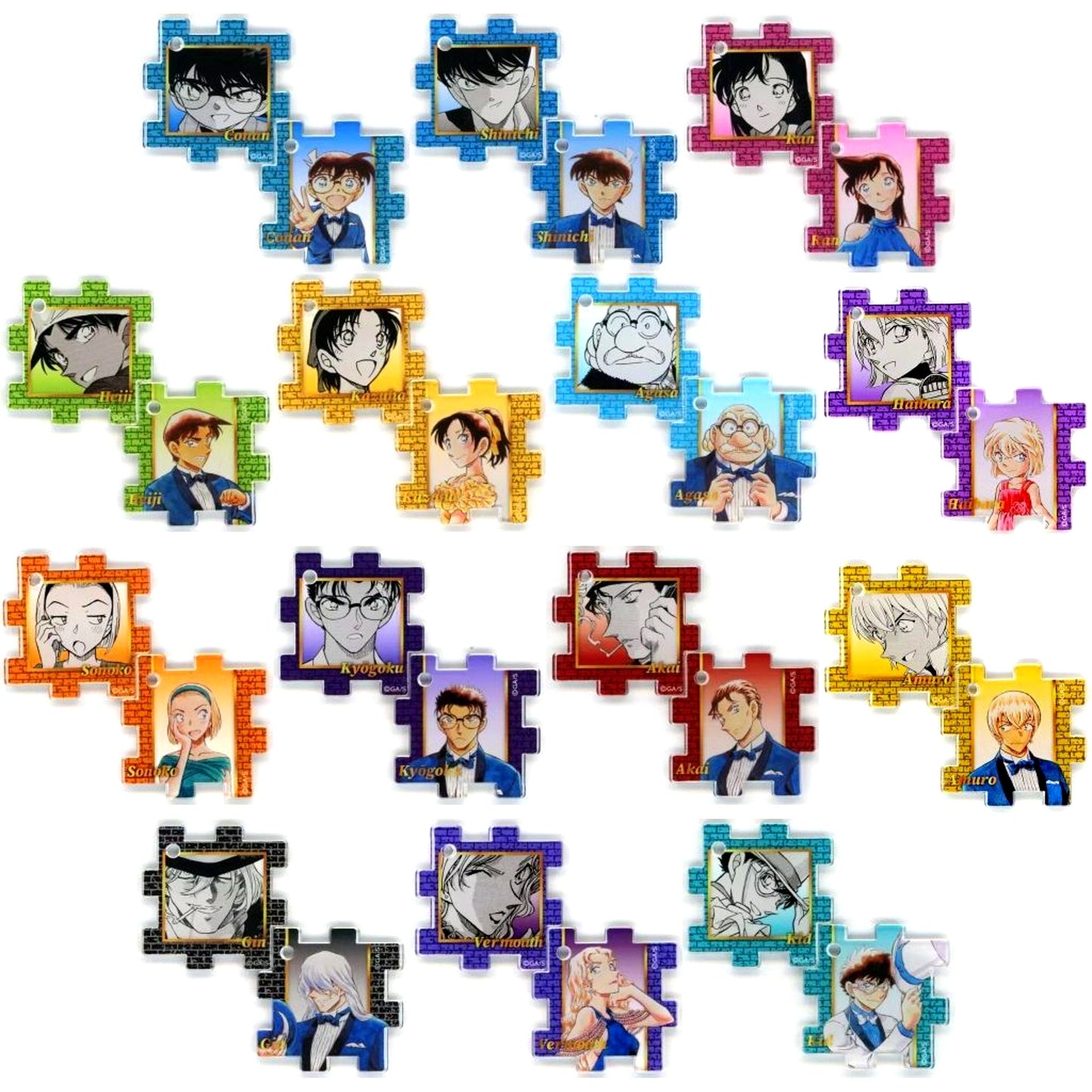 Set of 14 Detective Conan Random Acrylic Puzzle Collection 30th Anniversary Exhibition [USED]
