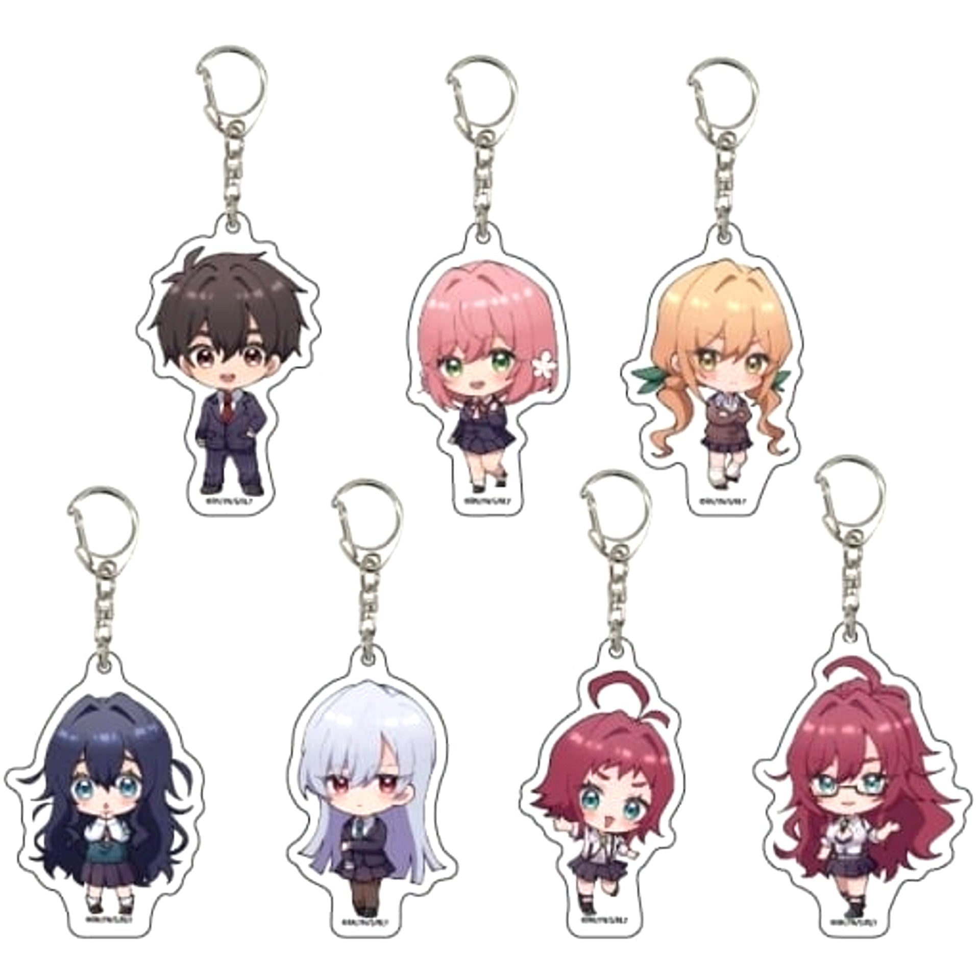 The 100 Girlfriends Who Really, Really, Really, Really, Really Love You Rentarou Aijou & Others All 7 Types Set Acrylic Keychain Mini Character Illustration No.02 Keychains [USED]