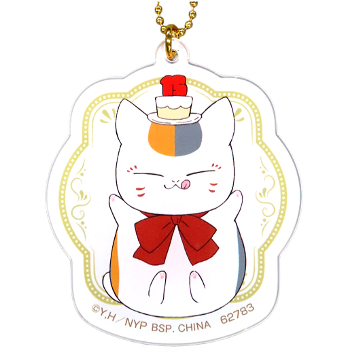 Nyanko-sensei Strawberry Cake Natsume's Book of Friends Ichiban Kuji Anime 15th Welcome to the Anniversary Party Acrylic Charms Prize G Charm [USED]