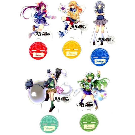 Set of 5 Winning Prize Touhou LostWord BIG Acrylic Stand Button Chance!! HMV Limited [USED]