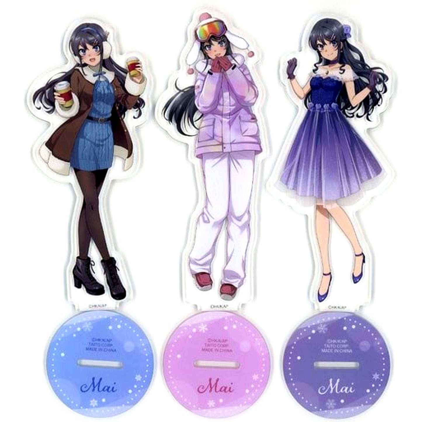 Set of 3 C Prize Rascal Does Not Dream of a Knapsack Kid Taito Kuji Illustration Acrylic Stand [USED]