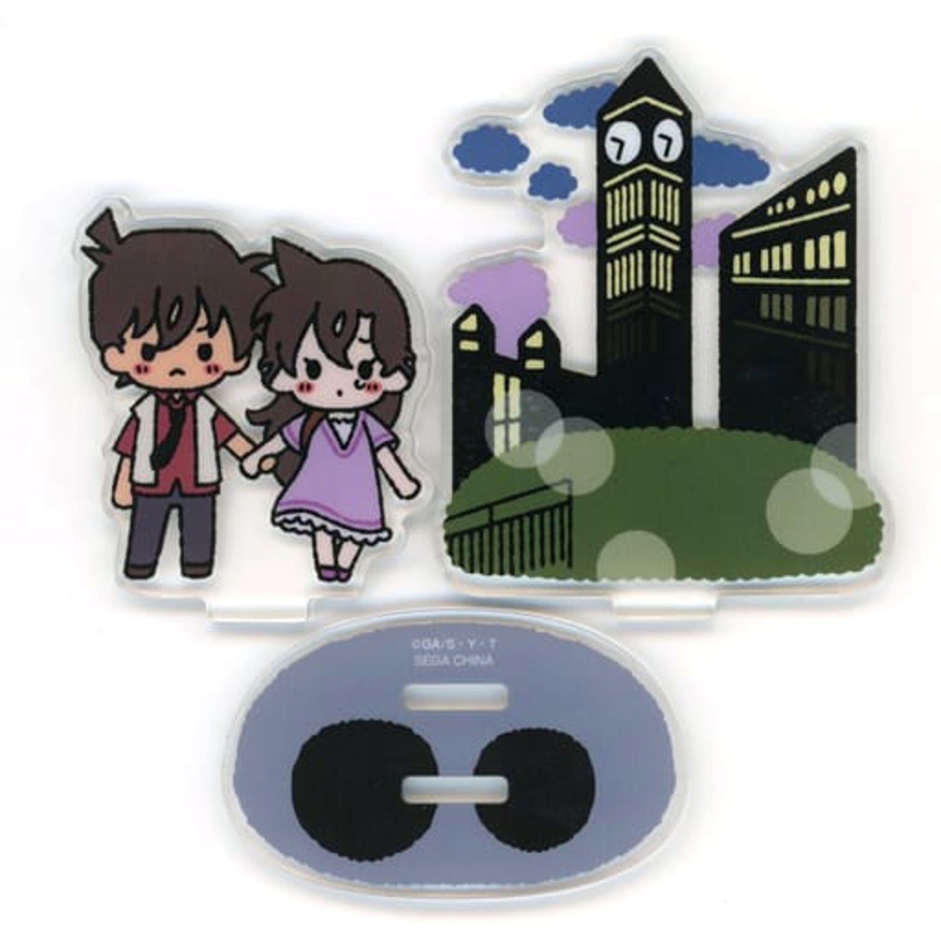 Detective Conan Shinichi Kudo Mori Ran Sega Lucky Kuji Memorial Cut Acrylic Stand with a Background Prize I [USED]