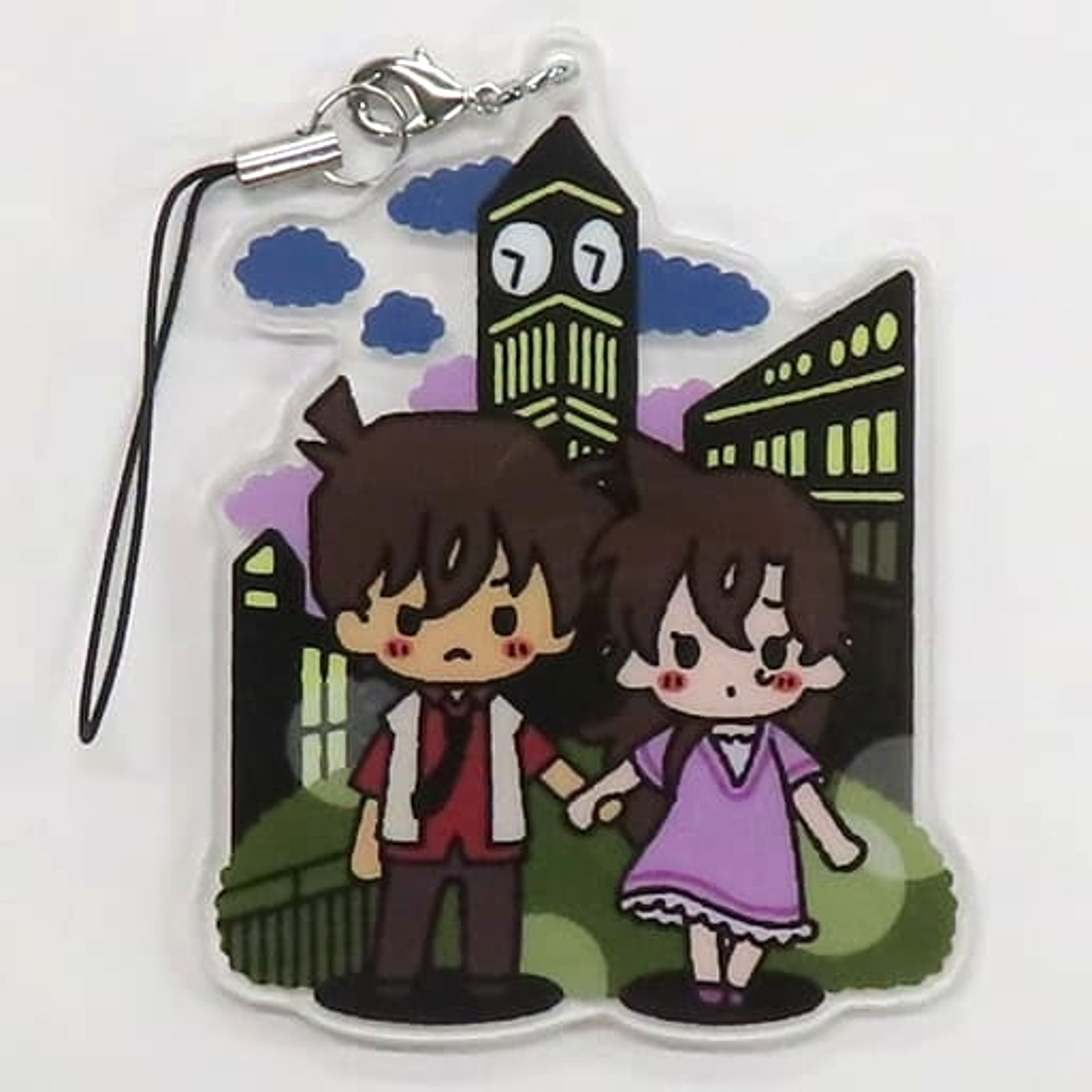 Detective Conan Shinichi Kudo Mori Ran Sega Lucky Kuji Memorial Cut Acrylic Strap Prize J [USED]