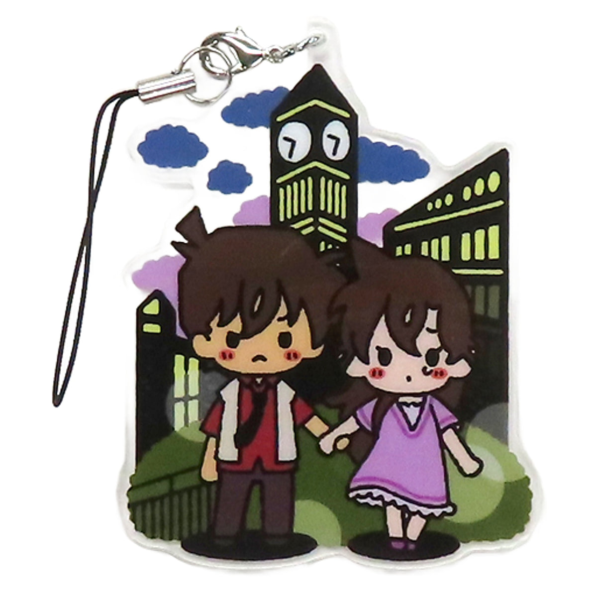 Detective Conan Shinichi Kudo Mori Ran Sega Lucky Kuji Memorial Cut Acrylic Strap Prize J [USED]