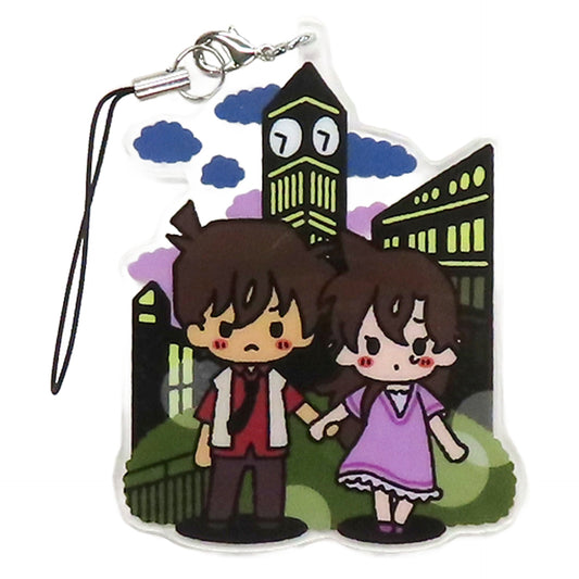 Detective Conan Shinichi Kudo Mori Ran Sega Lucky Kuji Memorial Cut Acrylic Strap Prize J [USED]