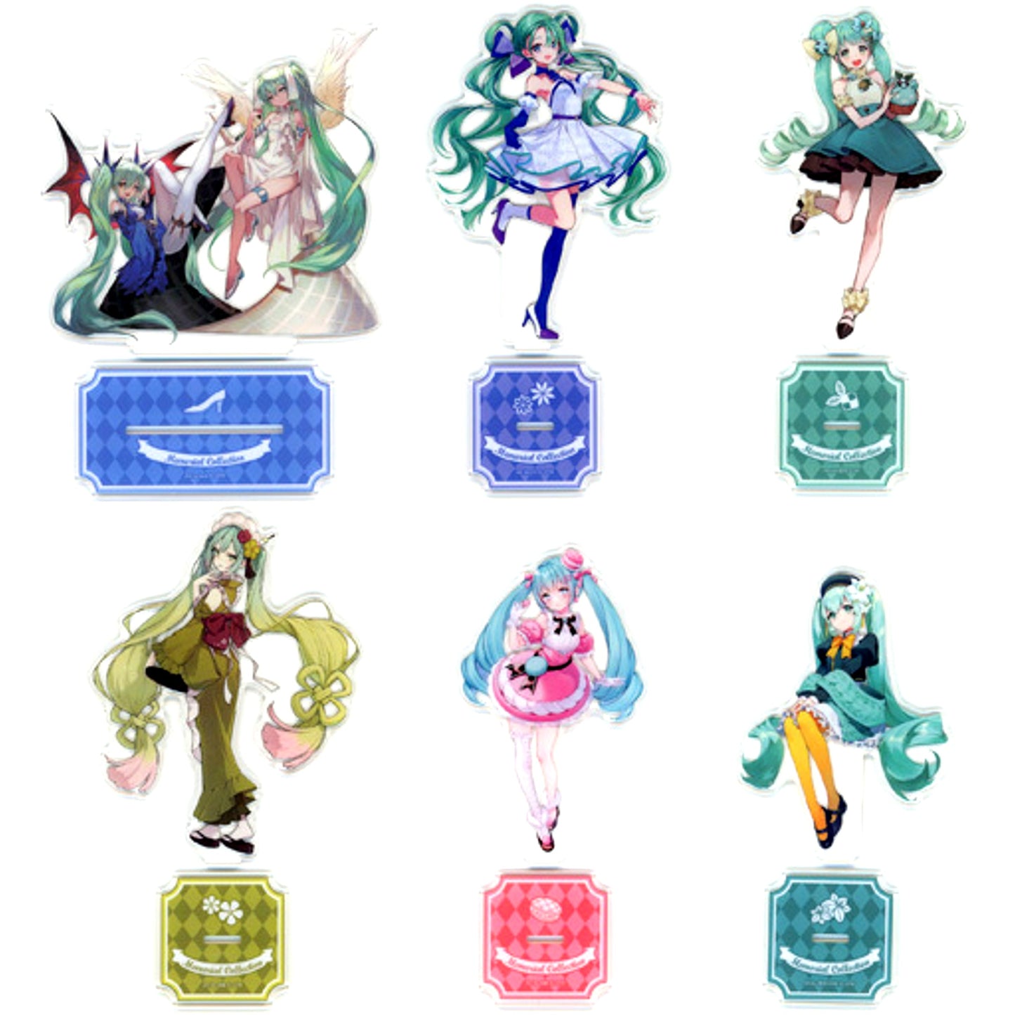 Set of 6 Hatsune Miku Acrylic Stand Minna no Kuji Memorial Collection D Prize [USED]