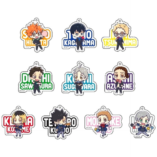 Set of 10 Haikyu!! Mini Chara Acrylic Keychain Collection [USED]