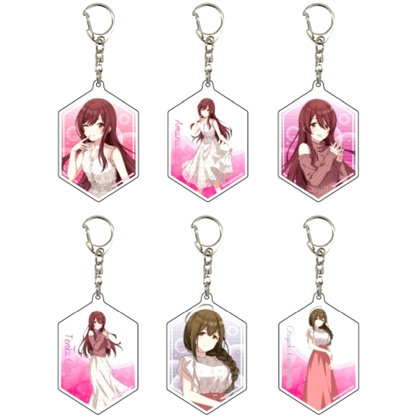 Set of 6 The Idolmaster Shiny Colors Acrylic Keychain 01 Drawn Illustration [USED]
