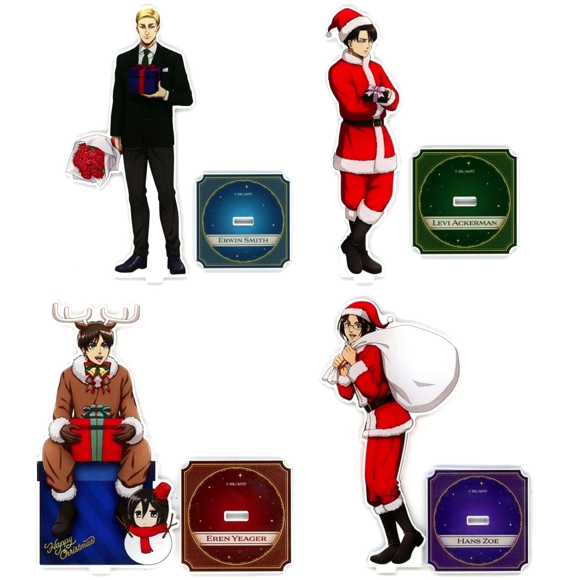 Set of 4 Erwin Levi Eren Hange Attack on Titan x Sunshine City Prince Hotel Christmas Stay Plan Accommodation Bonus Acrylic Stand [USED]