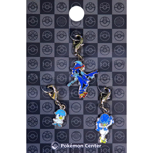912. Quaxly & 913. Quaxwell & 914. Quaquaval National Pokedex Metal Charm Pokemon Center Limited [USED]