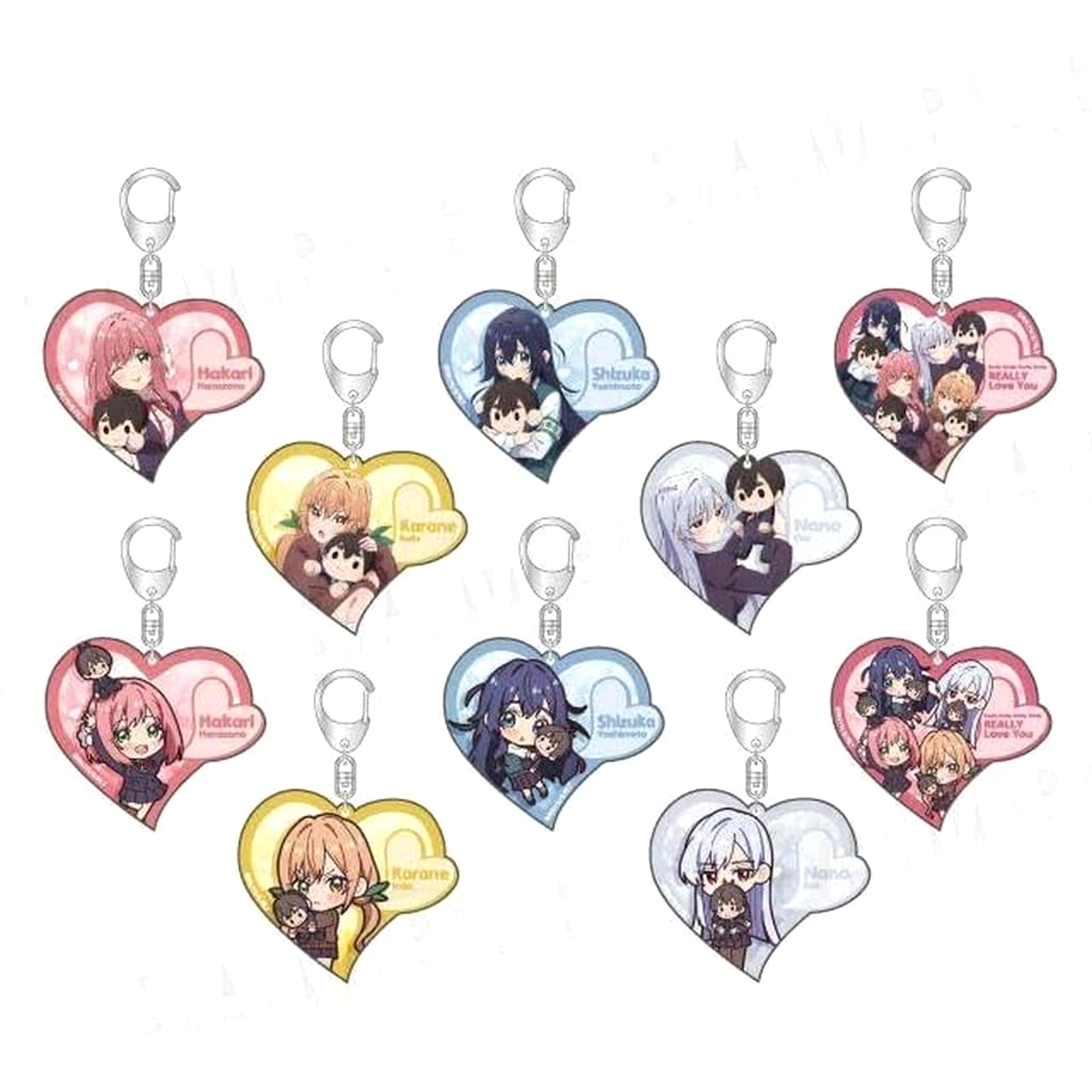 The 100 Girlfriends Who Really, Really, Really, Really, Really Love You Hakari Hanazono & Others All 10 Types Set Acrylic Keychain Don Quijote Limited Keychains [USED]