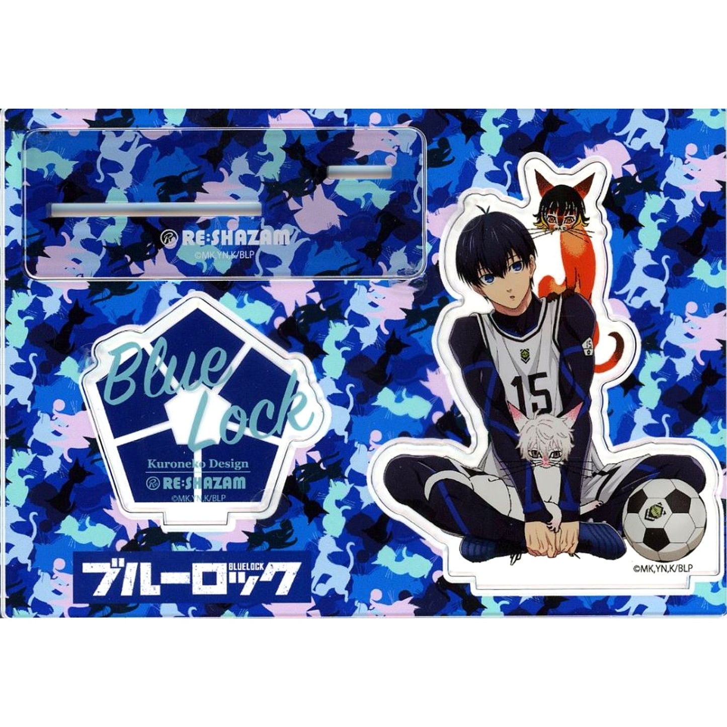 Yoichi Isagi and Bachira Cat and Nagi Cat Kuroneko Design Illustration Acrylic Stand Blue Lock x RE SHAZAM [USED]