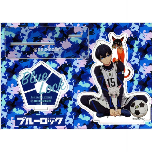 Yoichi Isagi and Bachira Cat and Nagi Cat Kuroneko Design Illustration Acrylic Stand Blue Lock x RE SHAZAM [USED]