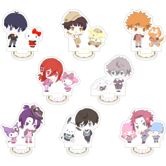 Set of 8 Blue Lock x Sanrio Characters 02. Party Ver. Mini Character Illustration Acrylic Petit Stand [USED]
