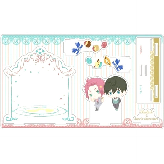 Rin Itoshi & Sae Itoshi 04. Mini Character Illustration Premium Acrylic Diorama Plate Blue Lock x Sanrio Characters [USED]