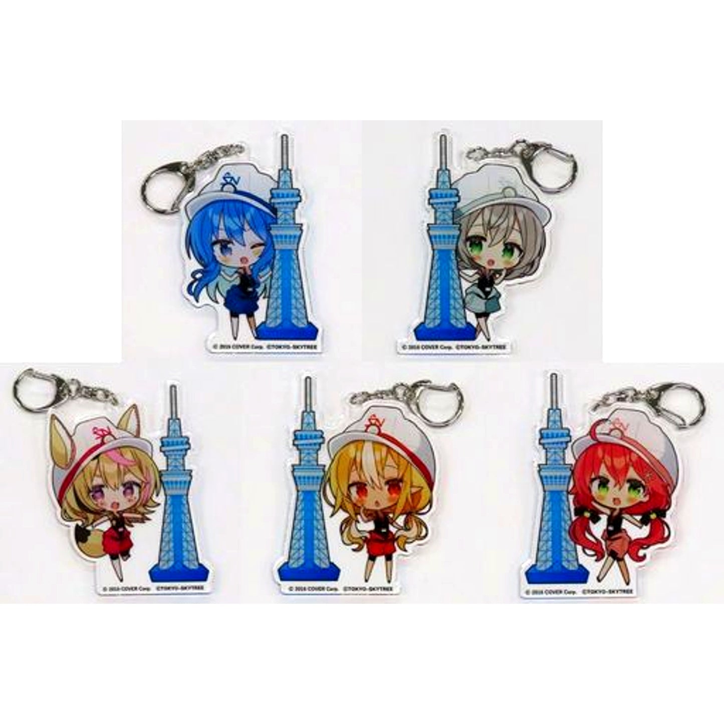 Set of 5 Hololive x Tree Village Holo Tsuri 2023 Shiranui Construction Building Tour Trading Local Acrylic Keychain Tokyo Ver. [USED]